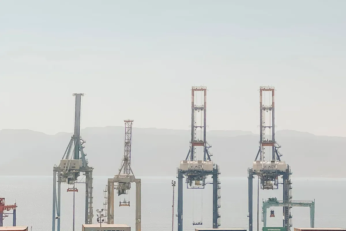Gantry cranes working the Aqaba Container Terminal in Jordan